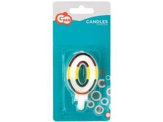 Świeczka cyferka z brokatem "0" SW-CBR0