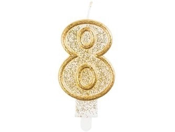 Świeczka B&C cyferka "8", złoty kontur PF-SCZK8