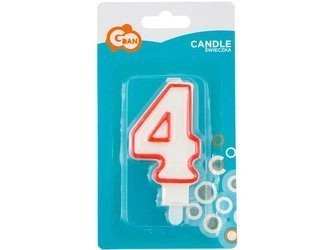 Świeczka cyferka "4", czerwony kontur 7 cm PF-SCC/4