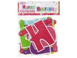 Girlanda "Happy Birthday różowe", 1.8 m PF-GHBR