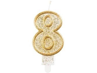 Świeczka B&C cyferka "8", złoty kontur PF-SCZK8