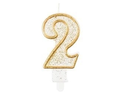 Świeczka B&C cyferka "2", złoty kontur PF-SCZK2