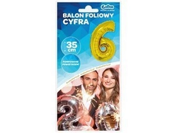 Balon foliowy "Cyfra 6", złota, 35 cm FG-C35Z6