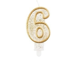 Świeczka B&C cyferka "6", złoty kontur PF-SCZK6