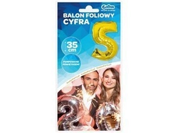 Balon foliowy "Cyfra 5", złota, 35 cm FG-C35Z5
