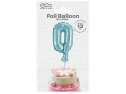 Balon foliowy 13 cm na patyczku "Cyfra 0", błękitna BC-5BL0