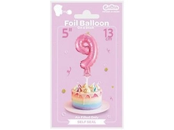 Balon foliowy 13 cm na patyczku "Cyfra 9", różowa BC-5RO9