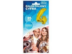 Balon foliowy "Cyfra 4", złota, 35 cm FG-C35Z4