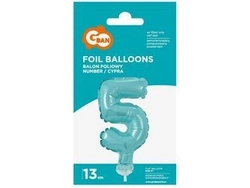 Balon foliowy 13 cm na patyczku "Cyfra 5", błękitna BC-5BL5