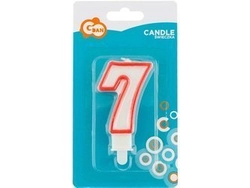 Świeczka cyferka "7", czerwony kontur 7 cm PF-SCC/7