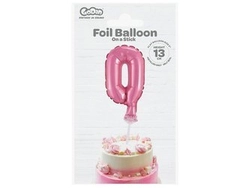 Balon foliowy 13 cm na patyczku "Cyfra 0", różowa BC-5RO0
