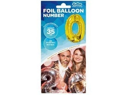 Balon foliowy "Cyfra 0", złota, 35 cm FG-C35Z0