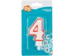 Świeczka cyferka "4", czerwony kontur 7 cm PF-SCC/4