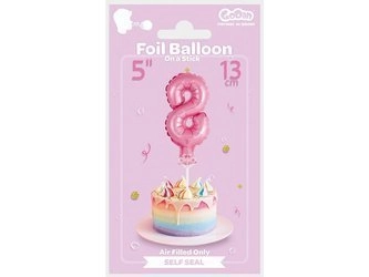 Balon foliowy 13 cm na patyczku "Cyfra 8", różowa BC-5RO8