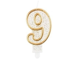 Świeczka B&C cyferka "9", złoty kontur PF-SCZK9