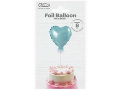 Balon foliowy 8 cm serce na patyczku, błękitne BS-4BL