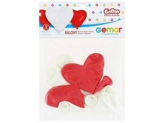 Balony Premium "5 Serc", czerwone i białe / 5 szt. CR/45-01/5