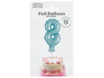 Balon foliowy 13 cm na patyczku "Cyfra 8", błękitna BC-5BL8