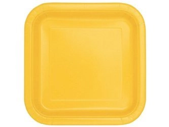 Talerzyki papierowe, żółte, 18 cm, kwadratowe, 16 szt. 31787U