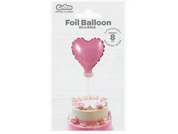 Balon foliowy 8 cm serce na patyczku, różowe BS-4RO
