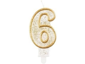Świeczka B&C cyferka "6", złoty kontur PF-SCZK6