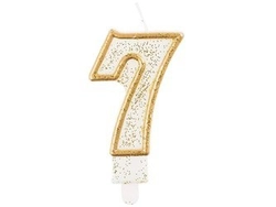 Świeczka B&C cyferka "7", złoty kontur PF-SCZK7