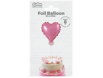 Balon foliowy 8 cm serce na patyczku, różowe BS-4RO