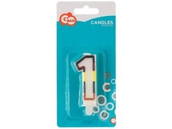 Świeczka cyferka z brokatem "1" SW-CBR1