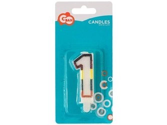 Świeczka cyferka z brokatem "1" SW-CBR1