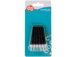 Świeczki brokatowe czarne, 12 szt.  SWBCR-MM