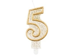 Świeczka B&C cyferka "5", złoty kontur PF-SCZK5