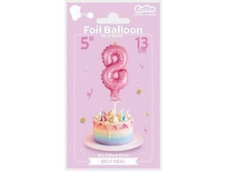 Balon foliowy 13 cm na patyczku "Cyfra 8", różowa BC-5RO8