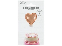 Balon foliowy 8 cm serce na patyczku, różowo-złote BS-4RZ