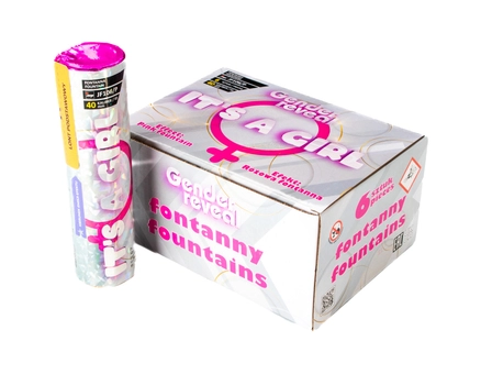 FOUNTAIN GENDER REVEAL: IT'S A GIRL - JF106/P - różowya - opakowanie 6 sztuk