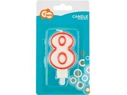 Świeczka cyferka "8", czerwony kontur 7 cm PF-SCC/8