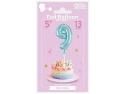 Balon foliowy 13 cm na patyczku "Cyfra 9", błękitna BC-5BL9