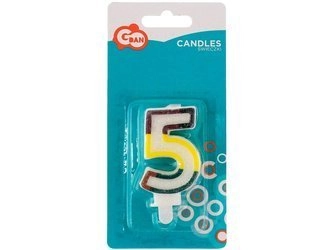 Świeczka cyferka z brokatem "5" SW-CBR5