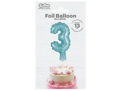 Balon foliowy 13 cm na patyczku "Cyfra 3", błękitna BC-5BL3