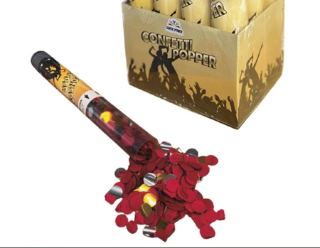 Konfetti Pneumatyczne CONFETTI POPPER K40- Czerwone/Srebrne/Złote Płatki - 1 sztuka
