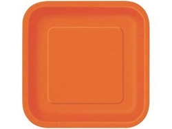 Talerzyki papierowe, pomarańczowe, 18 cm, kwadratowe, 16 szt. 32240