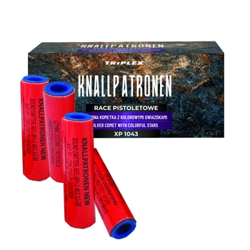Race pistoletowe KNALLPATRONEN XP1043 - srebrna kometka z kolorwymi gwiazdkami (mix kolorów) - 50 sztuk (całe opakowanie)