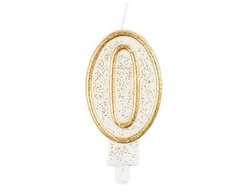 Świeczka B&C cyferka "0", złoty kontur PF-SCZK0