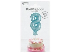 Balon foliowy 13 cm na patyczku "Cyfra 8", błękitna BC-5BL8